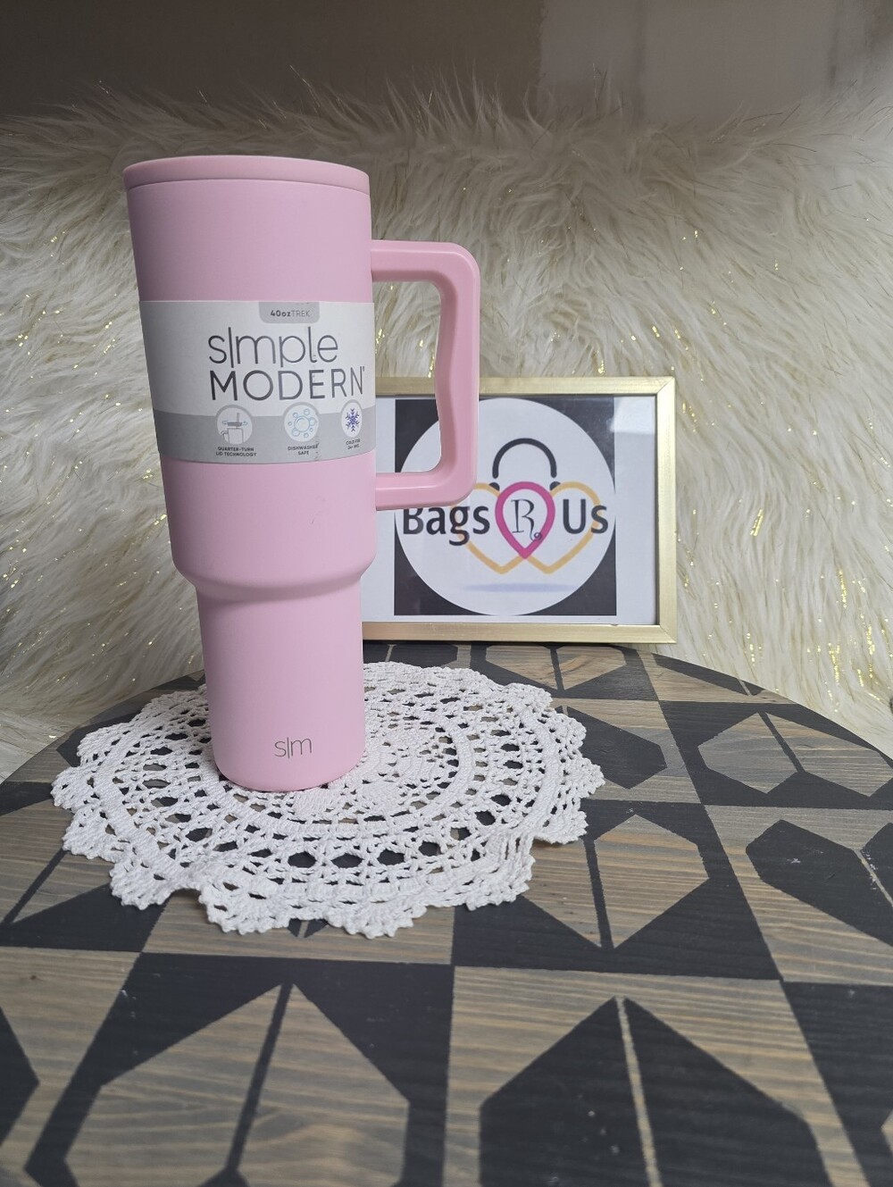 SIMPLE MODERN 40 OZ TREK INSULATED STAINLESS TUMBLER BLUSH NWTS (NO STRAW)